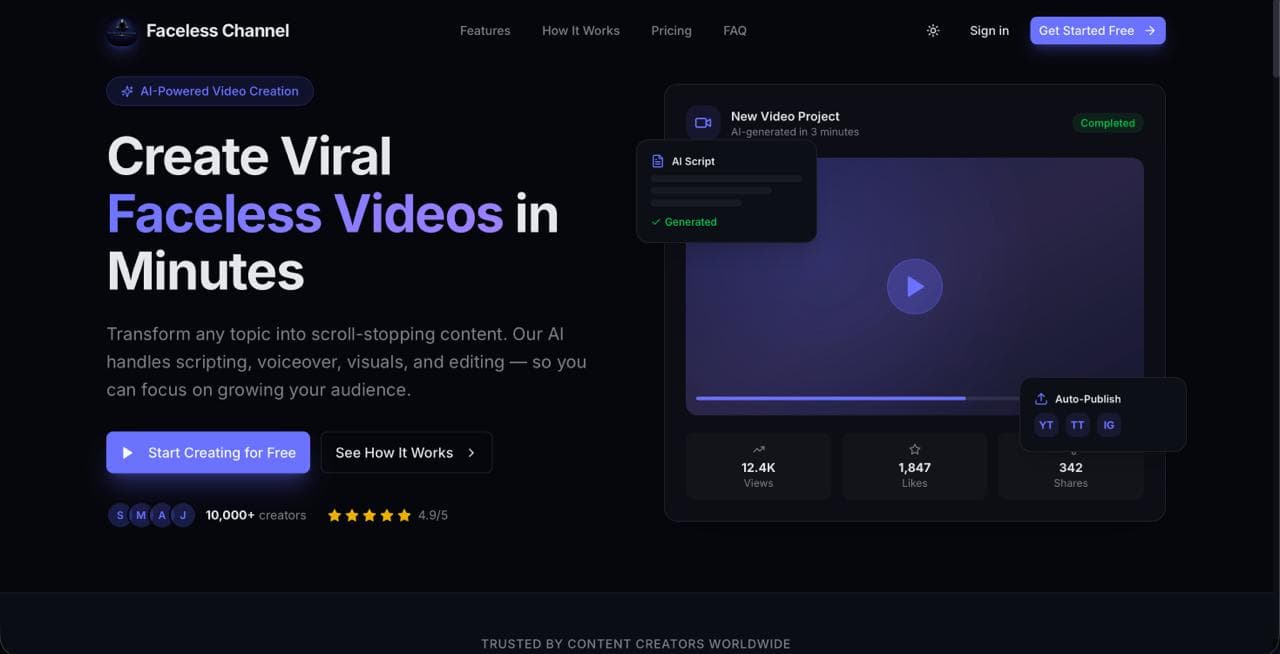 Faceless Channel SaaS preview